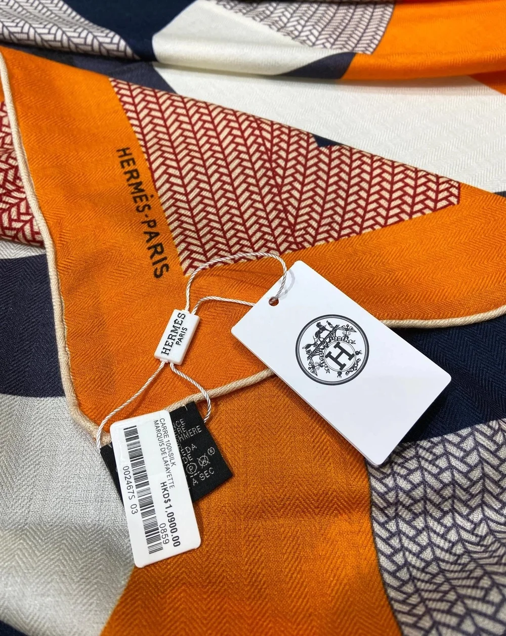 에르메스 Mon Premier Galop 140 오렌지 스카프