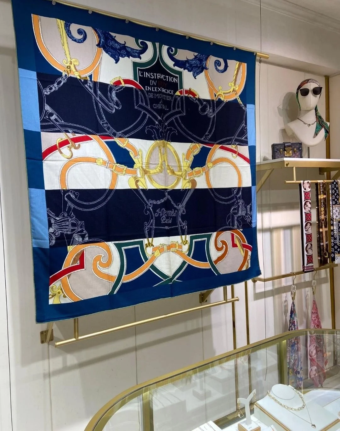 에르메스 블루 아르두아즈 숄 스카프