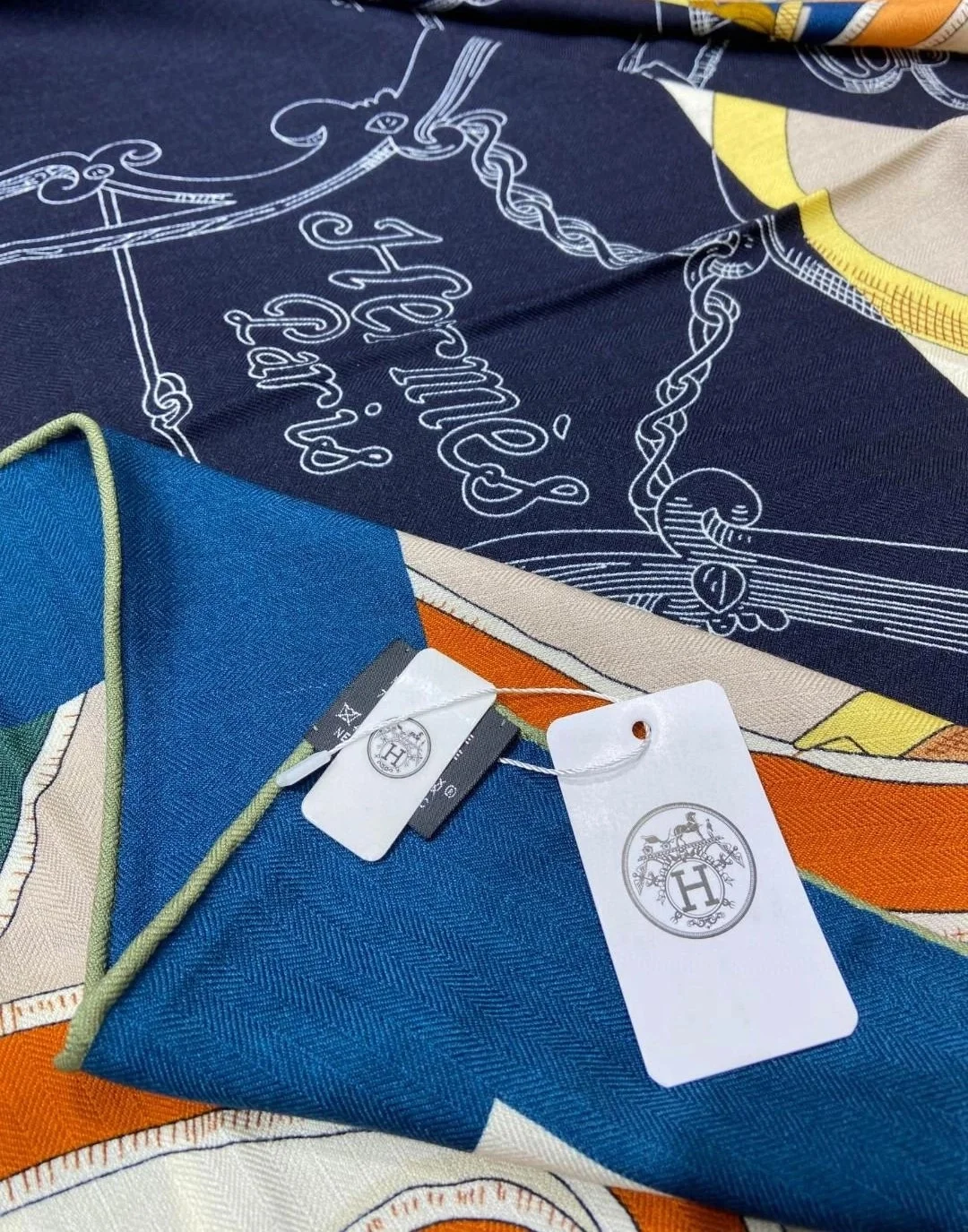 에르메스 블루 아르두아즈 숄 스카프