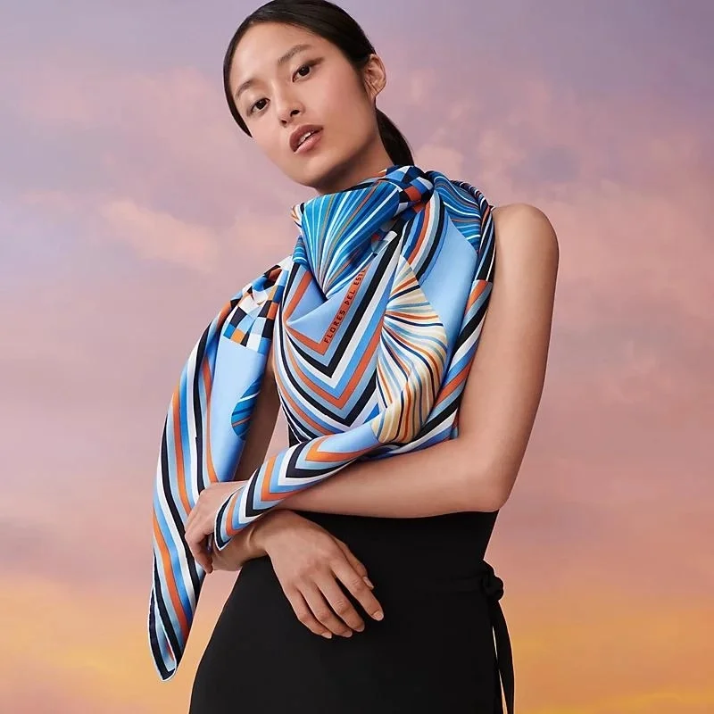 에르메스 Flores Del Este 140 블루 끌레어 스카프