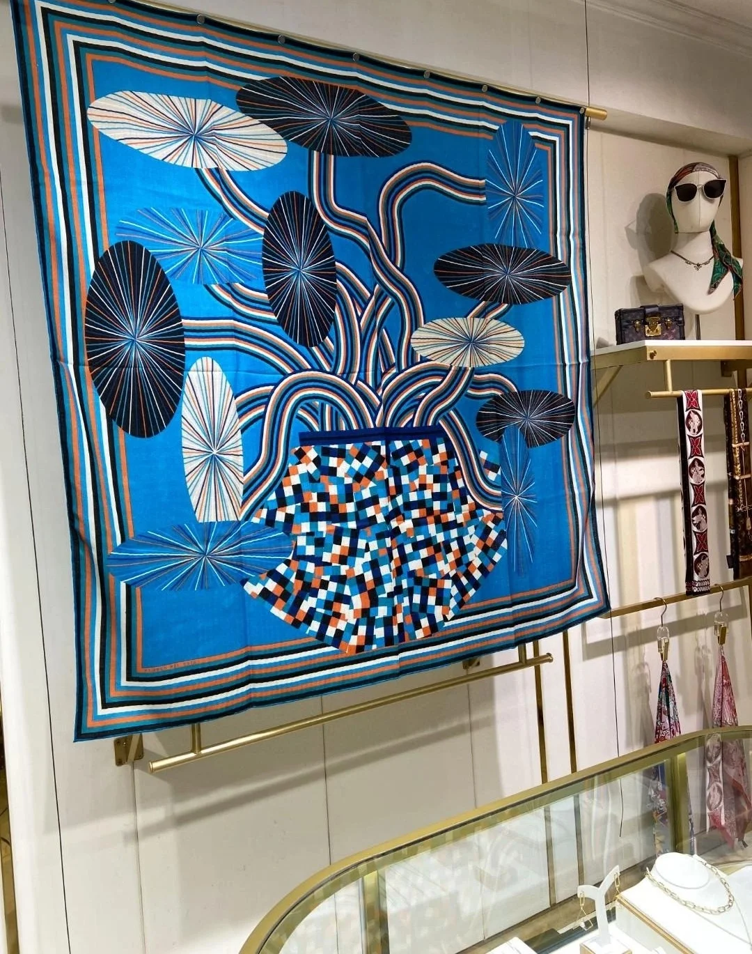 에르메스 Flores Del Este 140 블루 끌레어 스카프