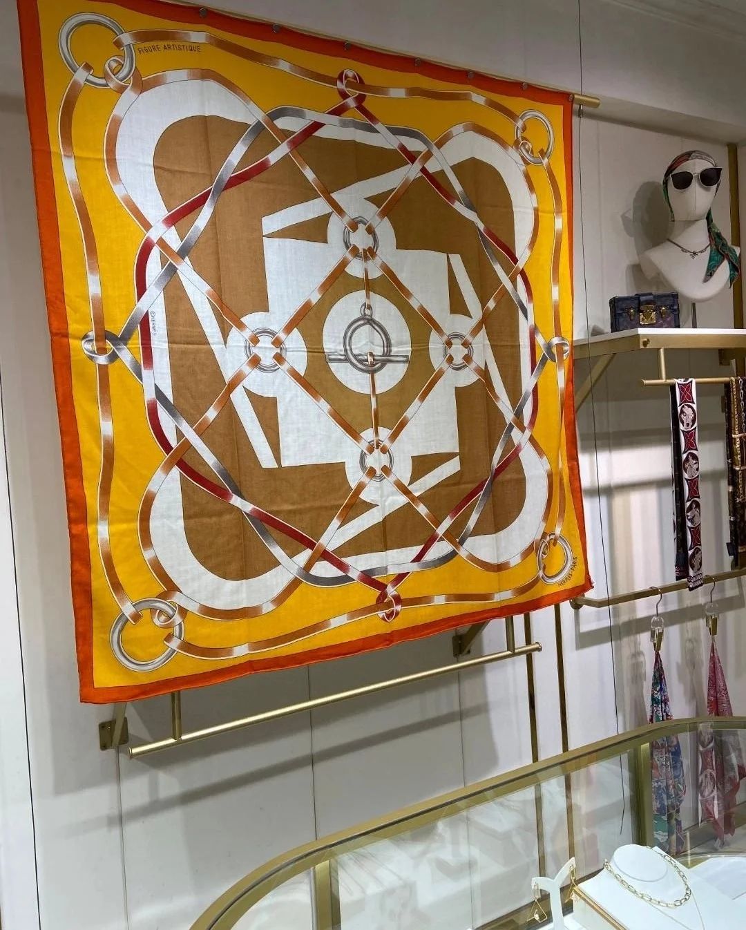 에르메스 Figure Artistique 90 오랑쥬 스카프