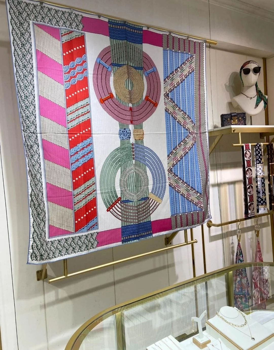 에르메스 Dressage Tressage 140 그레이 숄 스카프