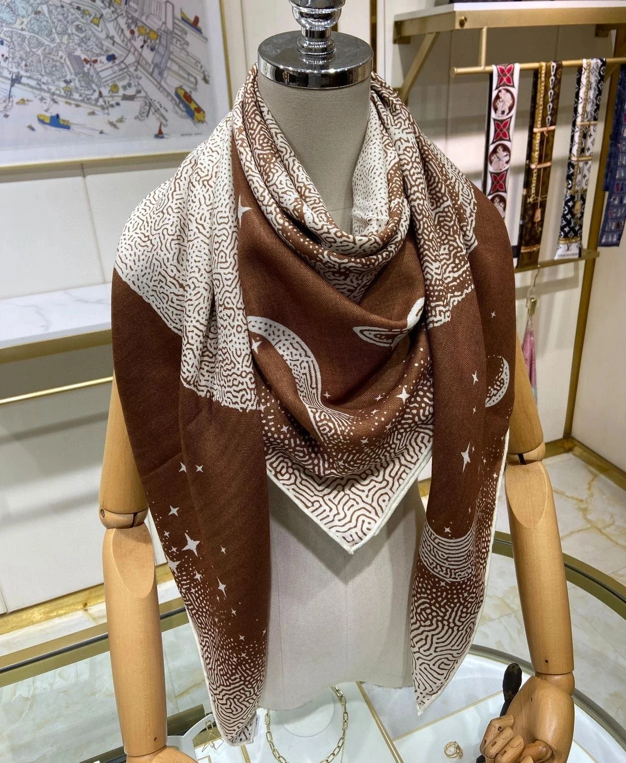 에르메스 CLAIR DE LUNE 140 까멜 숄 스카프