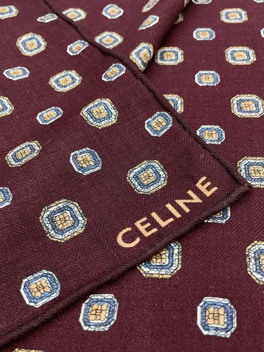 셀린느 비스코토 프린트 캐시미어 모슬린 보르도 스톨 스카프