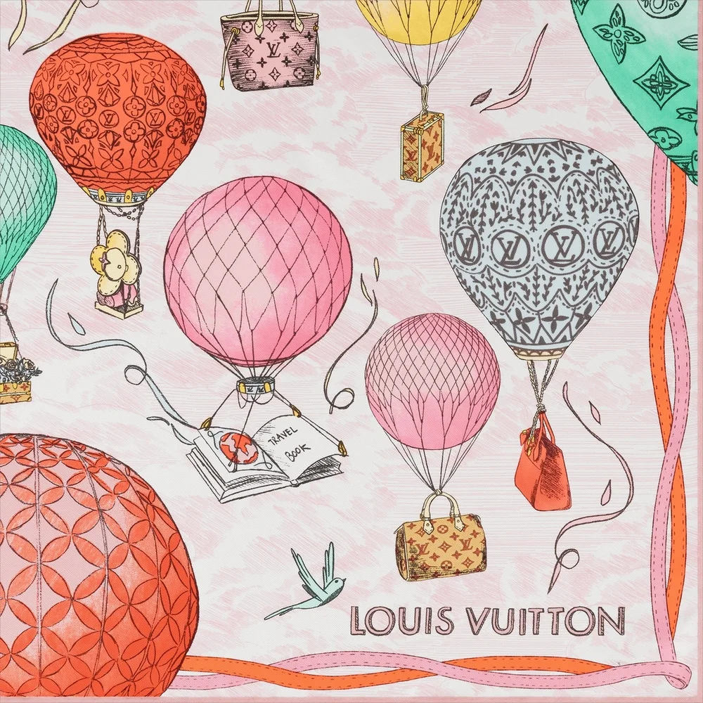 루이비통 업 앤드 어웨이 스퀘어 90 로즈 클레르 스카프