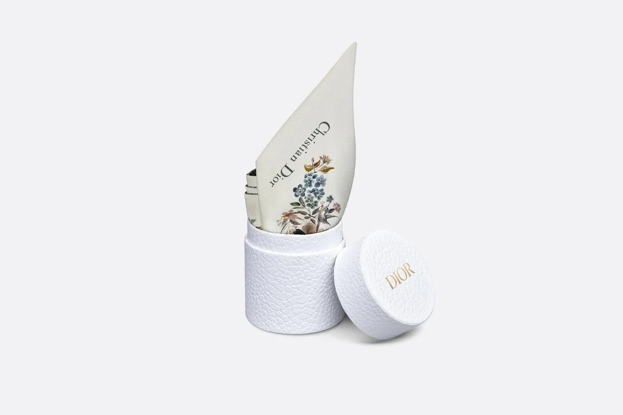 디올 화이트 멀티 컬러 실크 트윌 미차 스카프