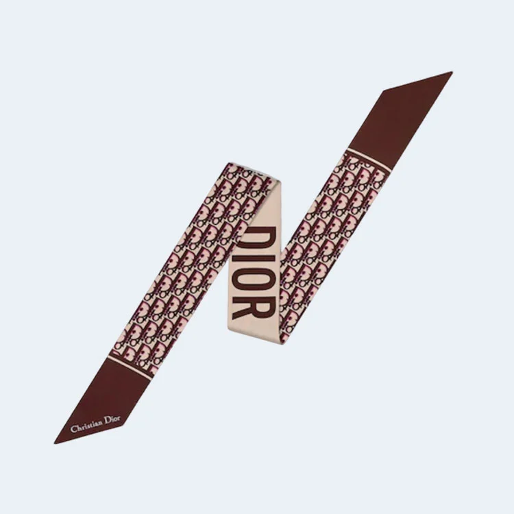 디올 오블리크 트윌리 버건디 미차 스카프