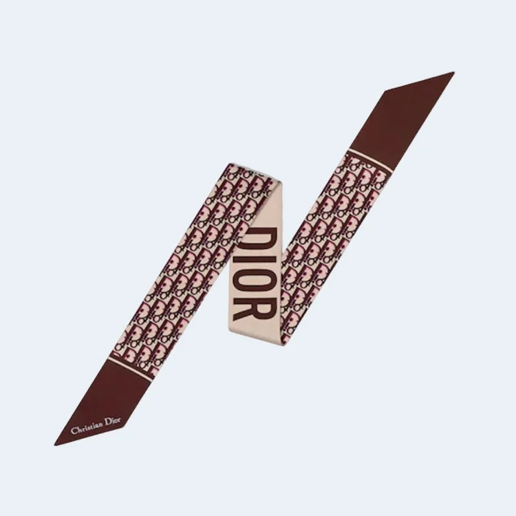 디올 오블리크 트윌리 버건디 미차 스카프