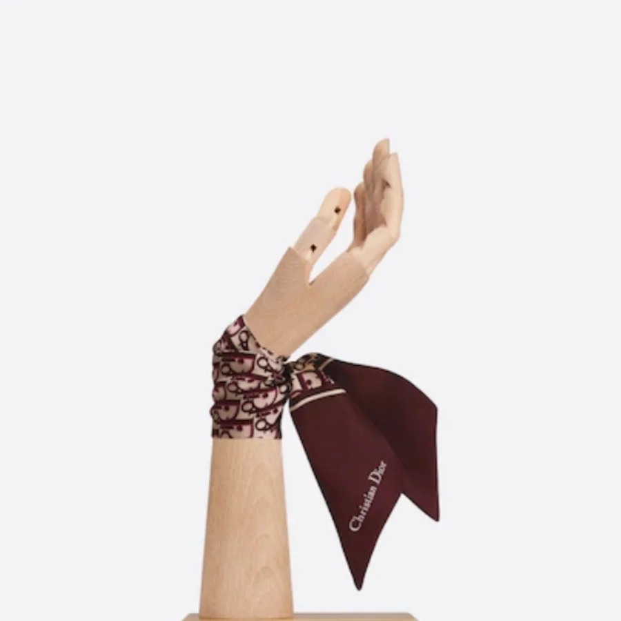 디올 오블리크 트윌리 버건디 미차 스카프