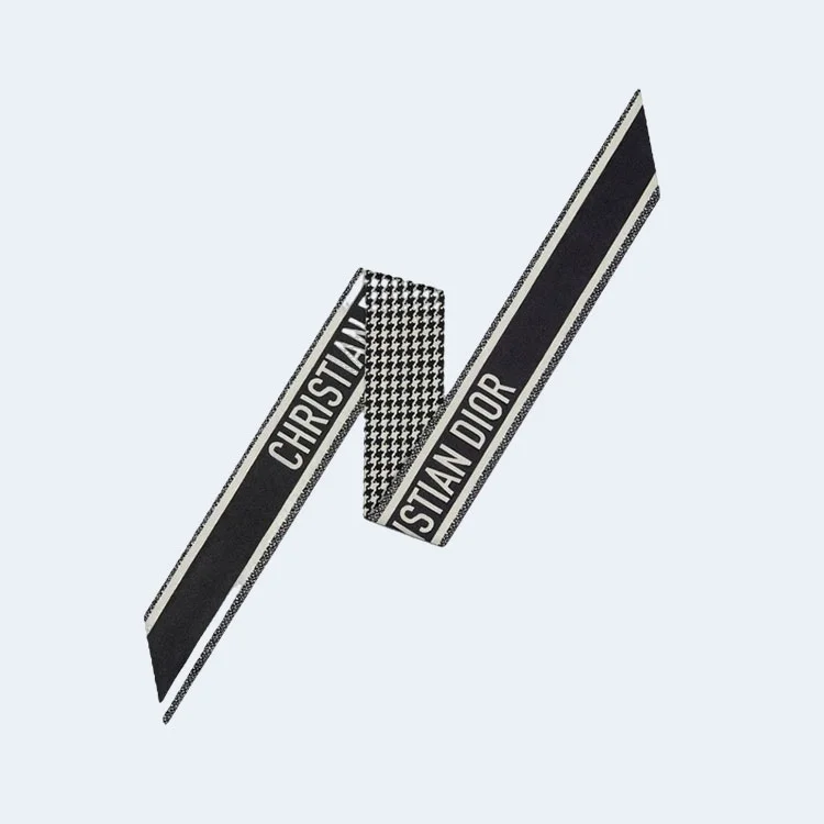디올 몽테인 블랙 앤 화이트 실크 트윌 미차 스카프
