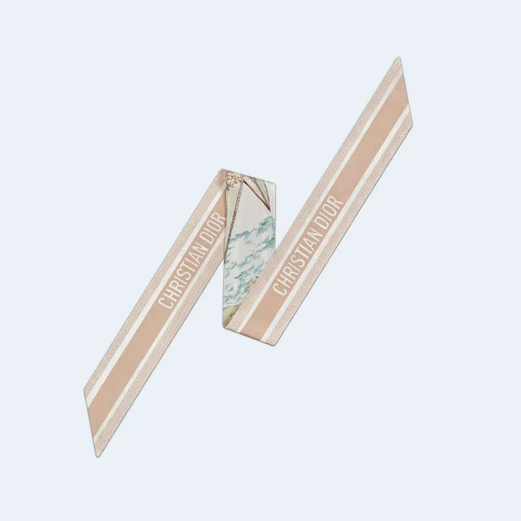 디올 그린 멀티 컬러 실크 트윌 미차 스카프