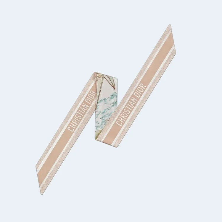 디올 그린 멀티 컬러 실크 트윌 미차 스카프