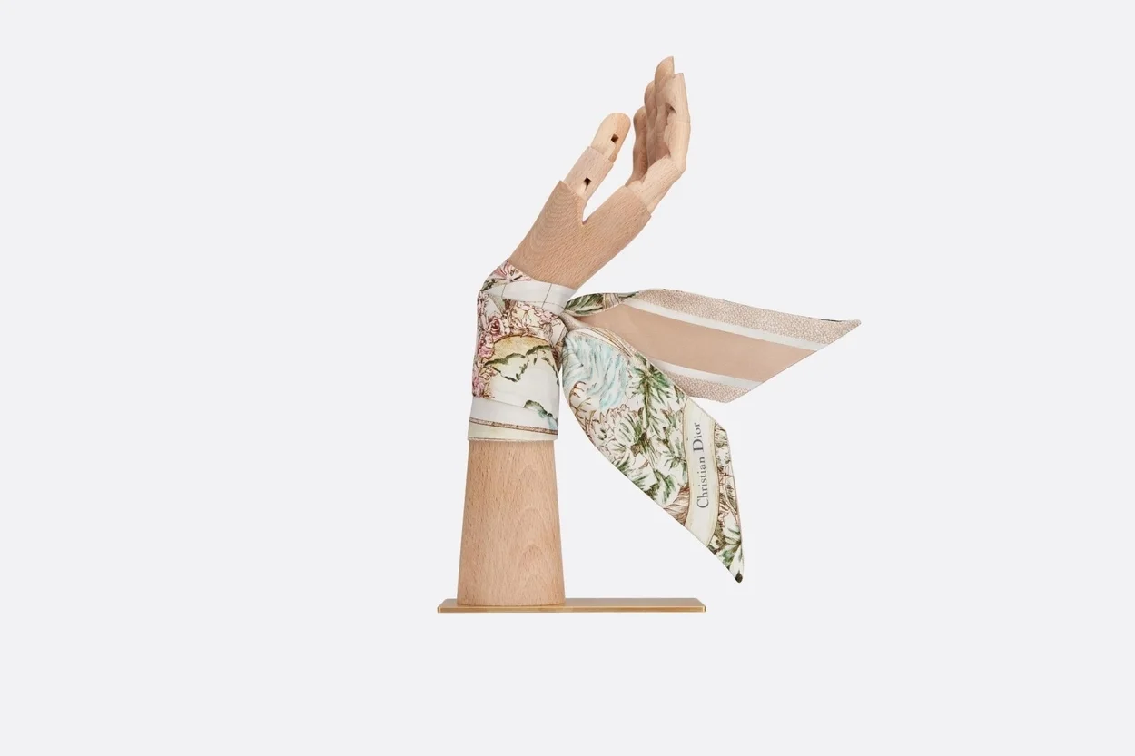 디올 그린 멀티 컬러 실크 트윌 미차 스카프