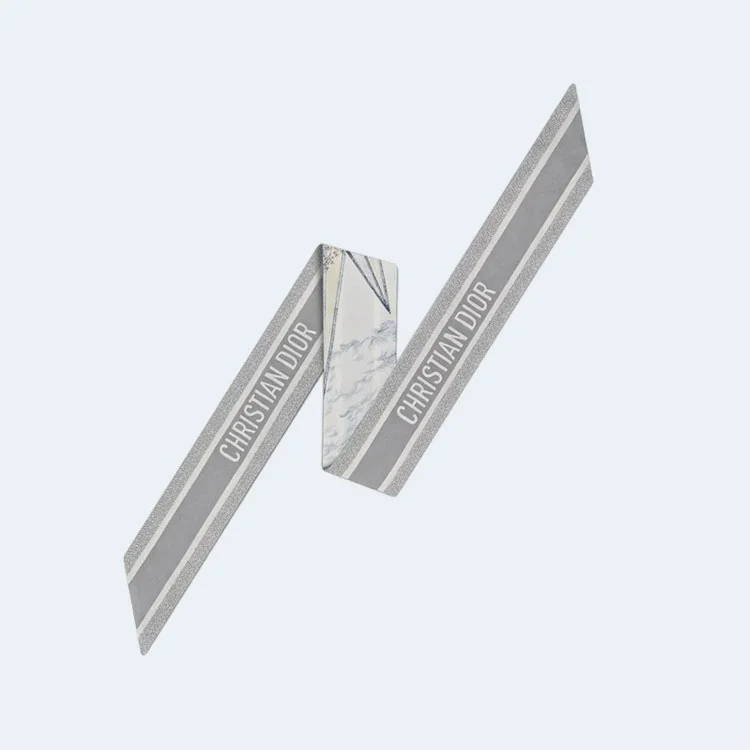 디올 그레이 멀티 컬러 실크 트윌 미차 스카프