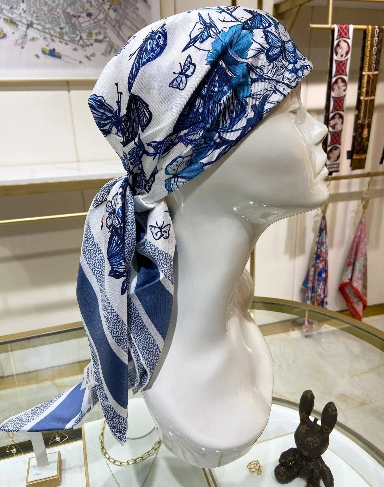 디올 TOILE DE JOUY 멕시코 90 스퀘어 미드나잇 블루 스카프