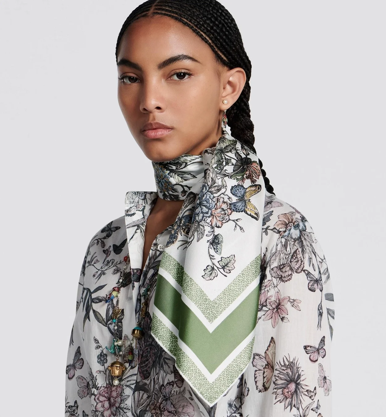 디올 TOILE DE JOUY 멕시코 90 스퀘어 그린 스카프