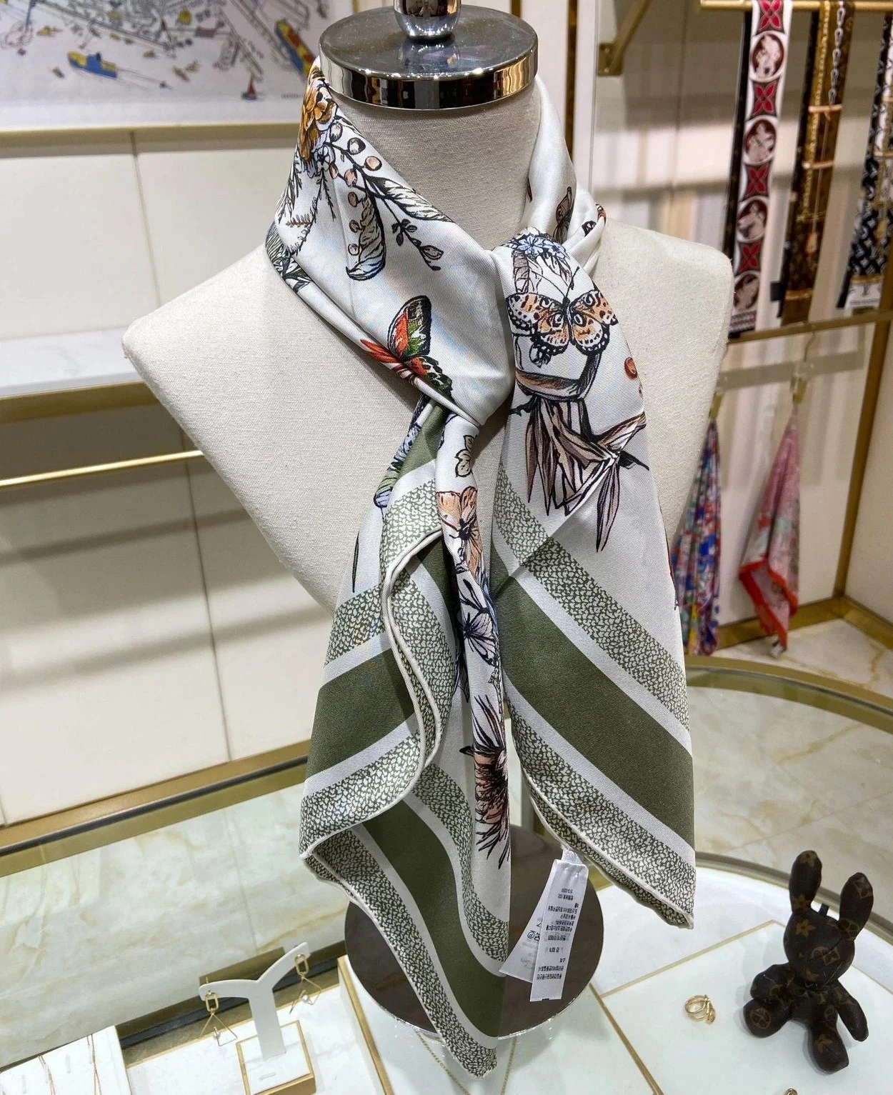 디올 TOILE DE JOUY 멕시코 90 스퀘어 그린 스카프