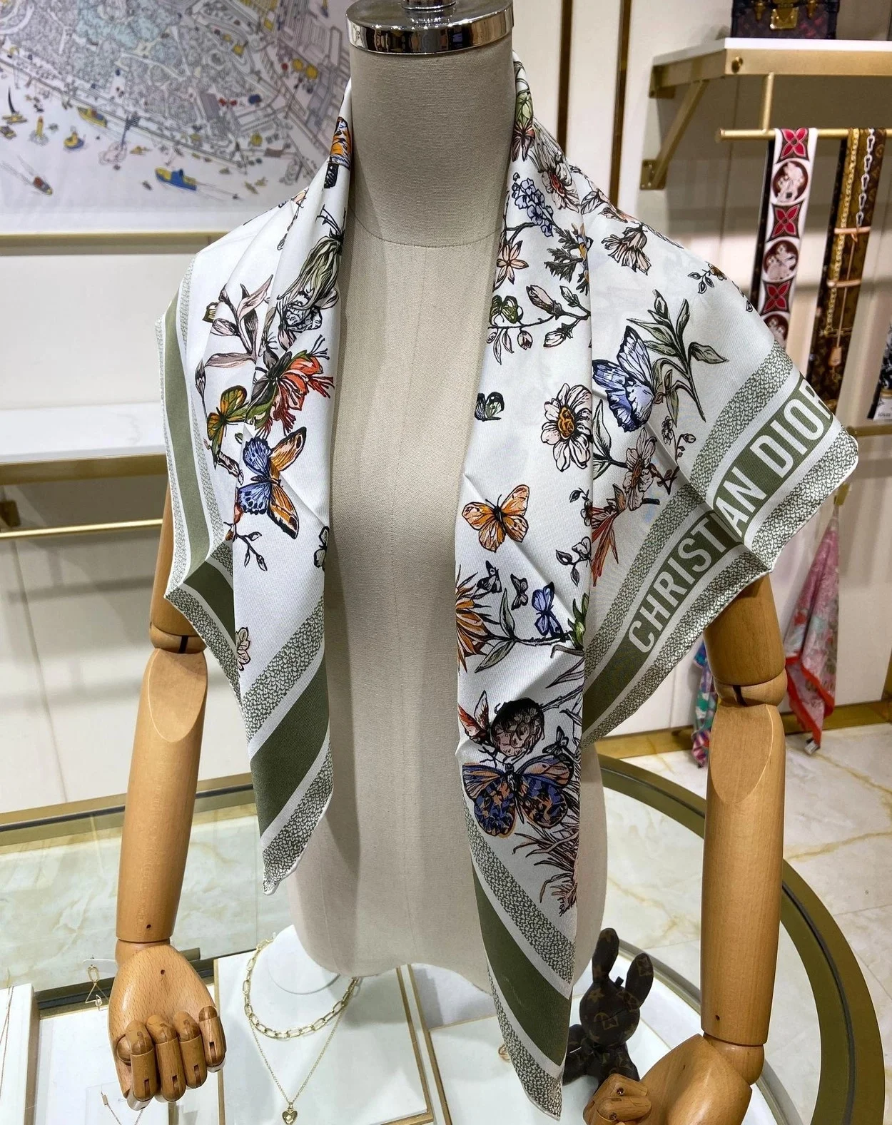 디올 TOILE DE JOUY 멕시코 90 스퀘어 그린 스카프