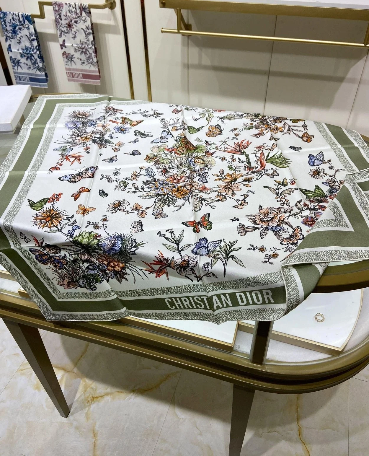 디올 TOILE DE JOUY 멕시코 90 스퀘어 그린 스카프