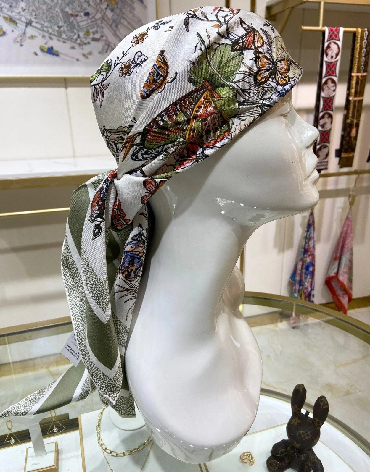 디올 TOILE DE JOUY 멕시코 90 스퀘어 그린 스카프