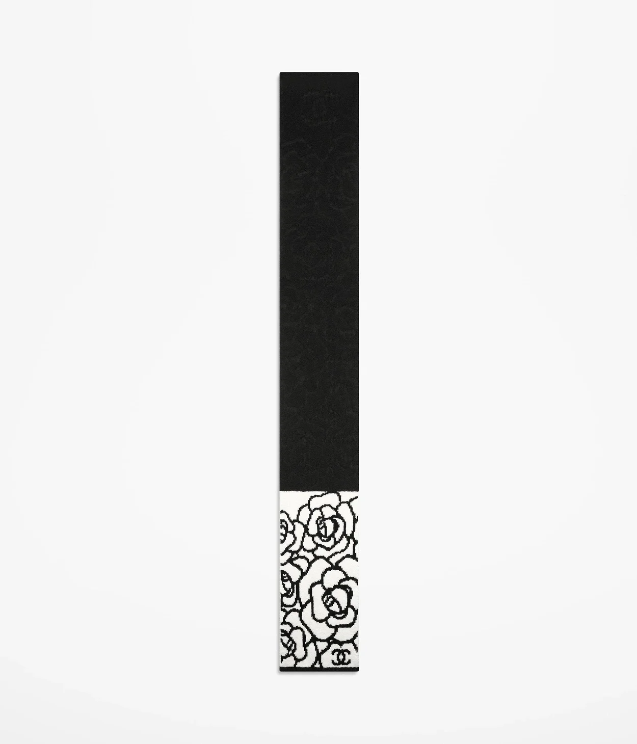 샤넬 캐시미어 울 블랙 화이트 스카프