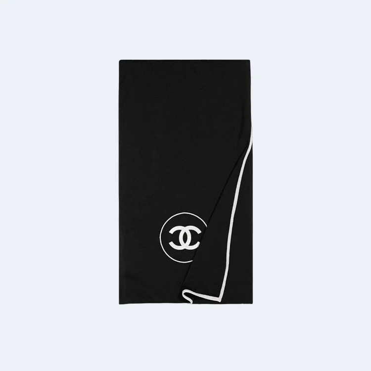 샤넬 CC로고 캐시미어 블랙 스카프