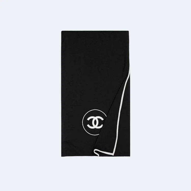 샤넬 CC로고 캐시미어 블랙 스카프