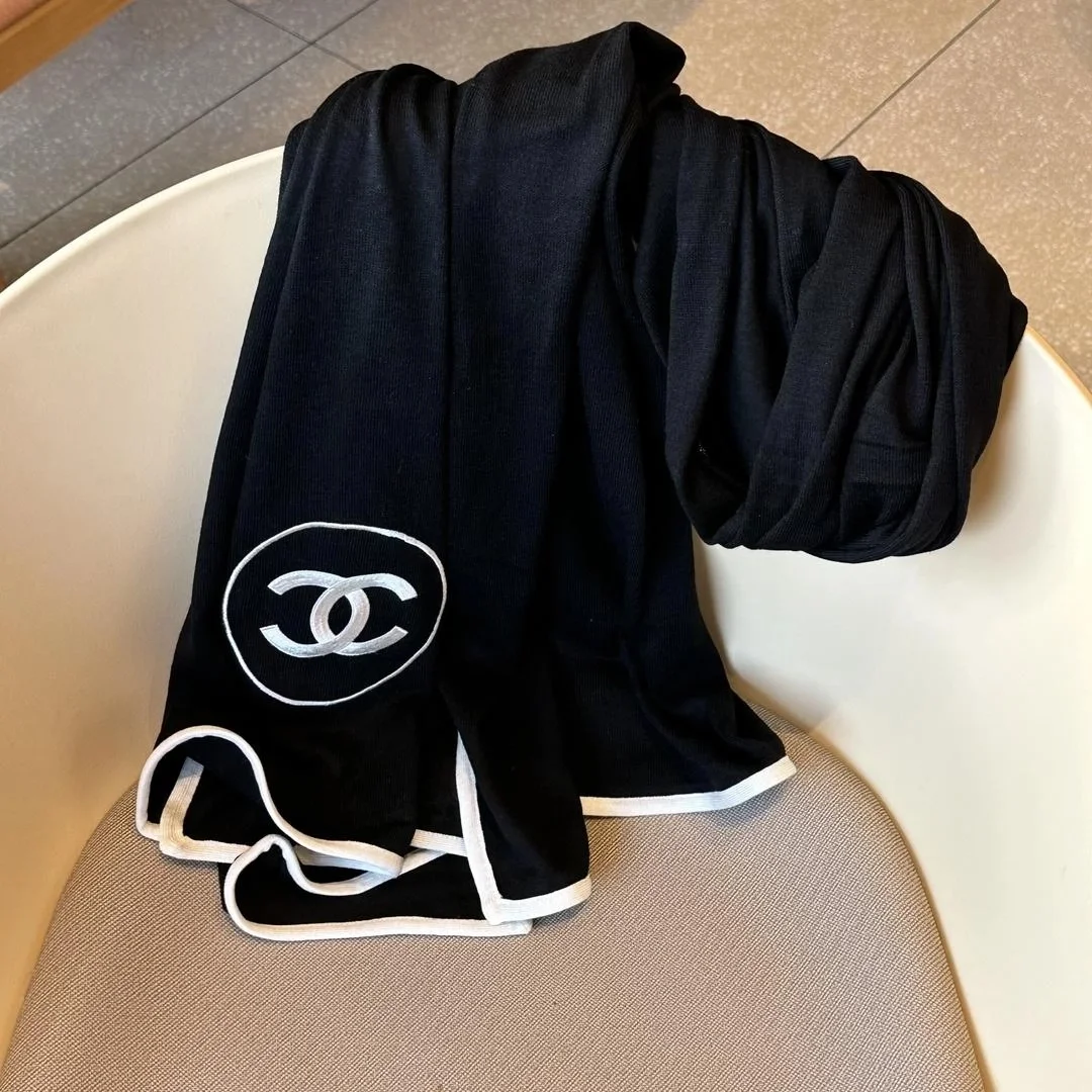 샤넬 CC로고 캐시미어 블랙 스카프