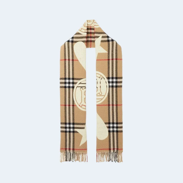버버리 몽타주 체크 아카이브 베이지 스카프