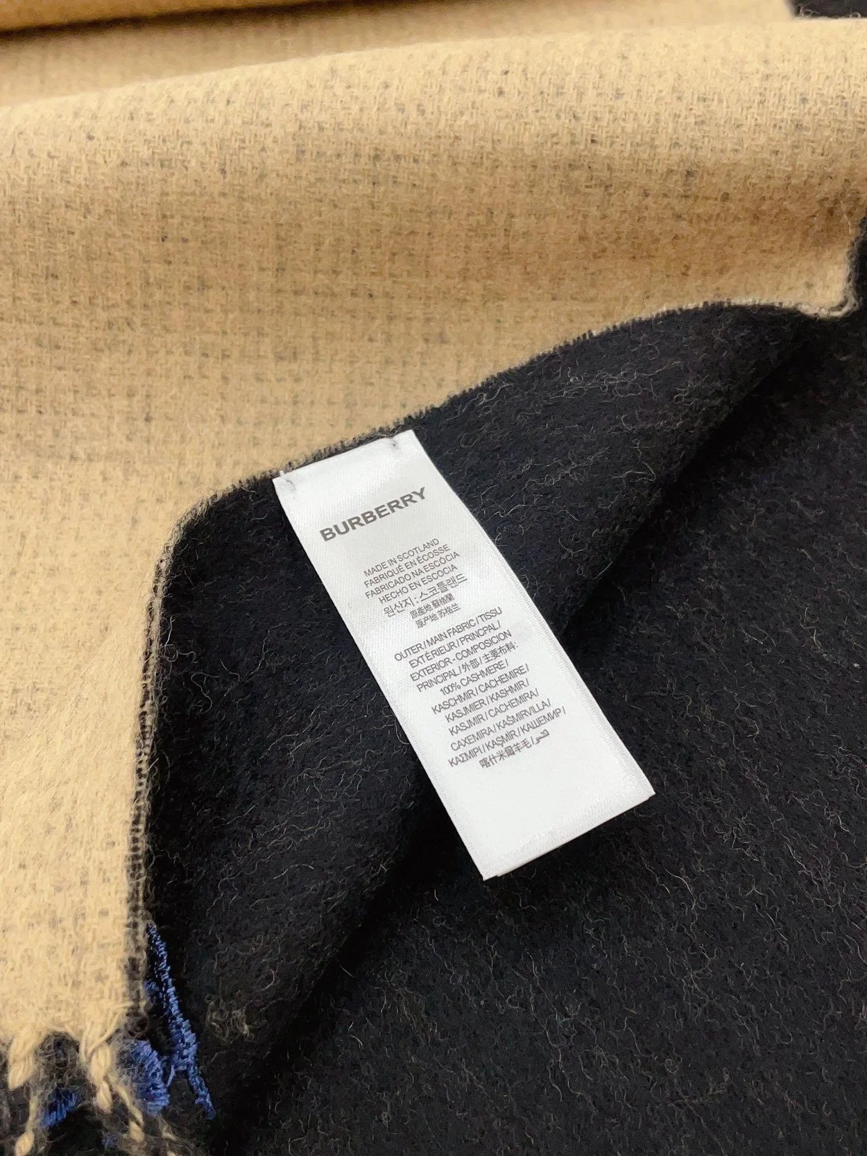 버버리 EKD 캐시미어 리버시블 카멜 블랙 스카프