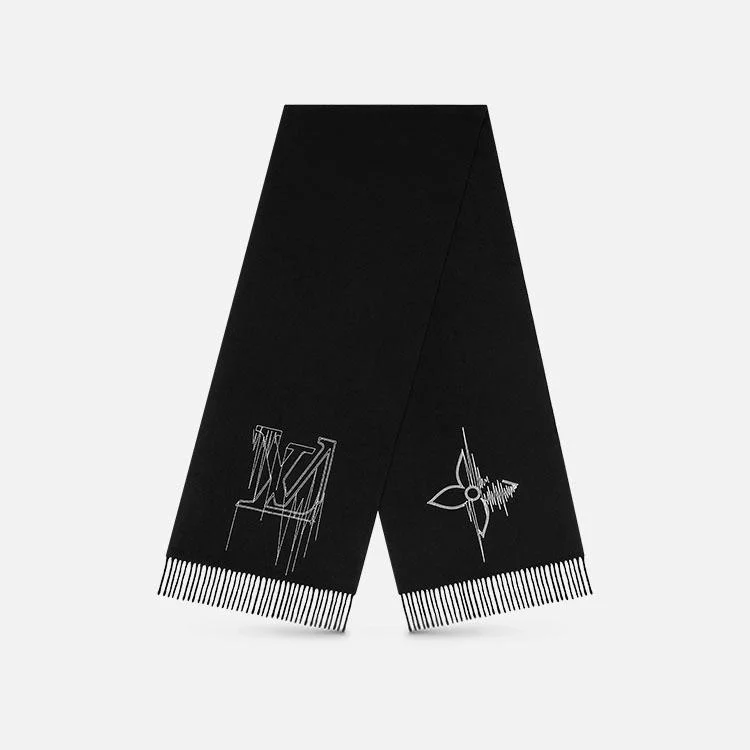 루이비통 LV 스티치 블랙 스카프