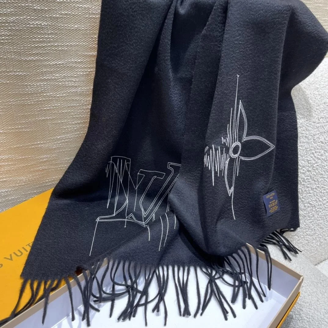루이비통 LV 스티치 블랙 스카프