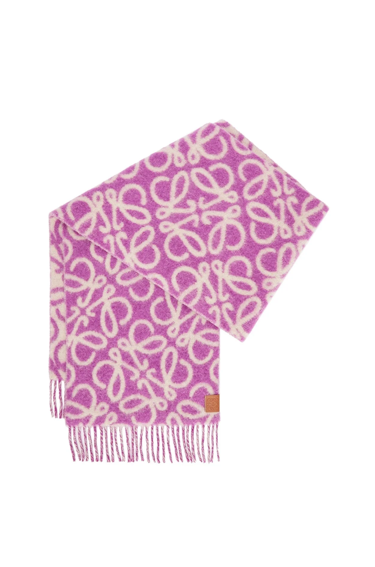 로에베 퍼플 베이지 미스트 애너그램 스카프