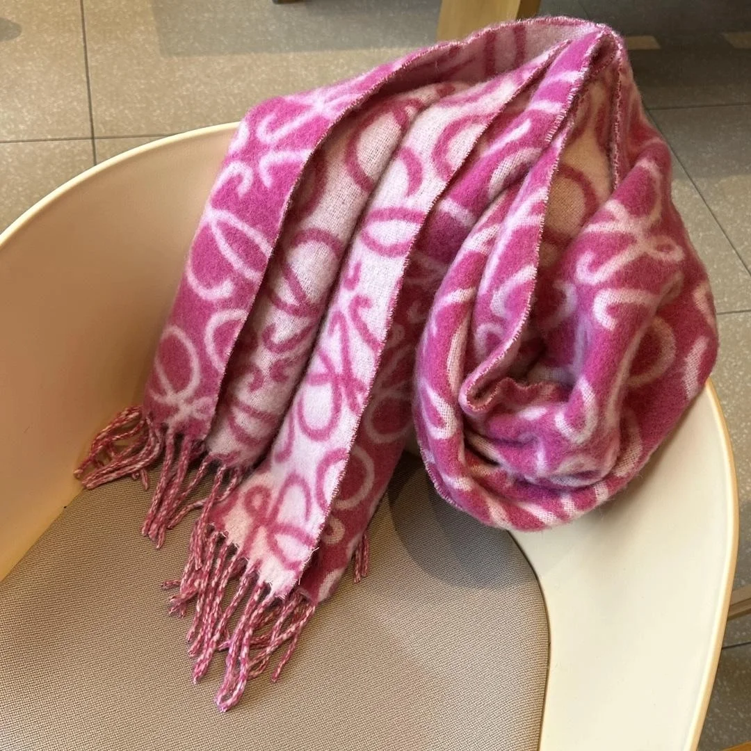 로에베 퍼플 베이지 미스트 애너그램 스카프