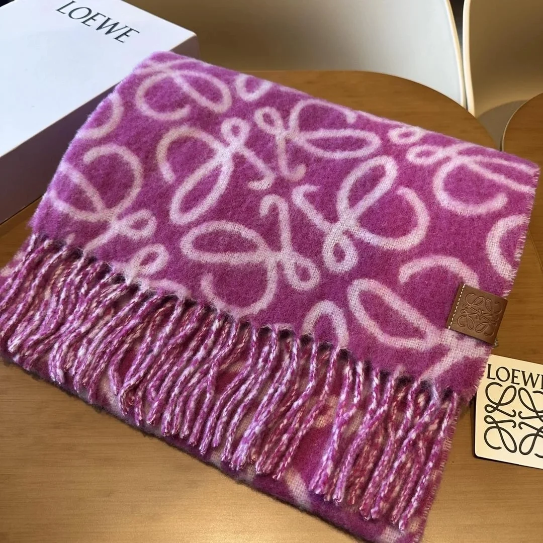 로에베 퍼플 베이지 미스트 애너그램 스카프