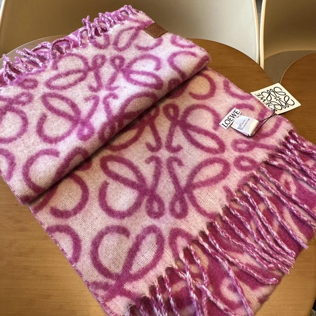 로에베 퍼플 베이지 미스트 애너그램 스카프