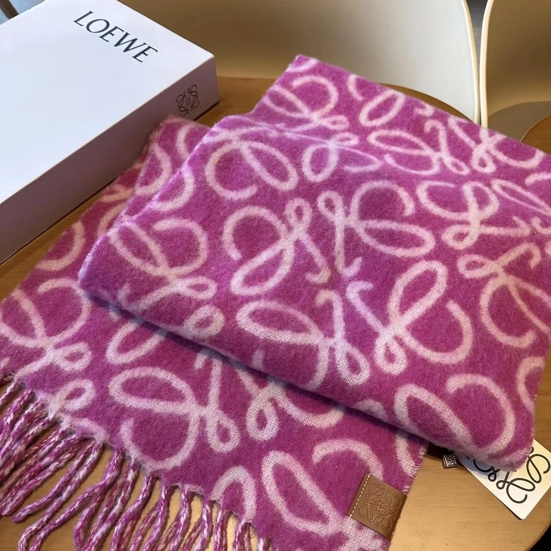 로에베 퍼플 베이지 미스트 애너그램 스카프