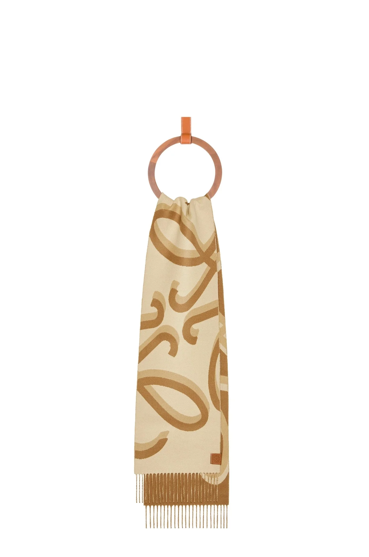 로에베 자카드 캐시미어 울 카멜 스카프