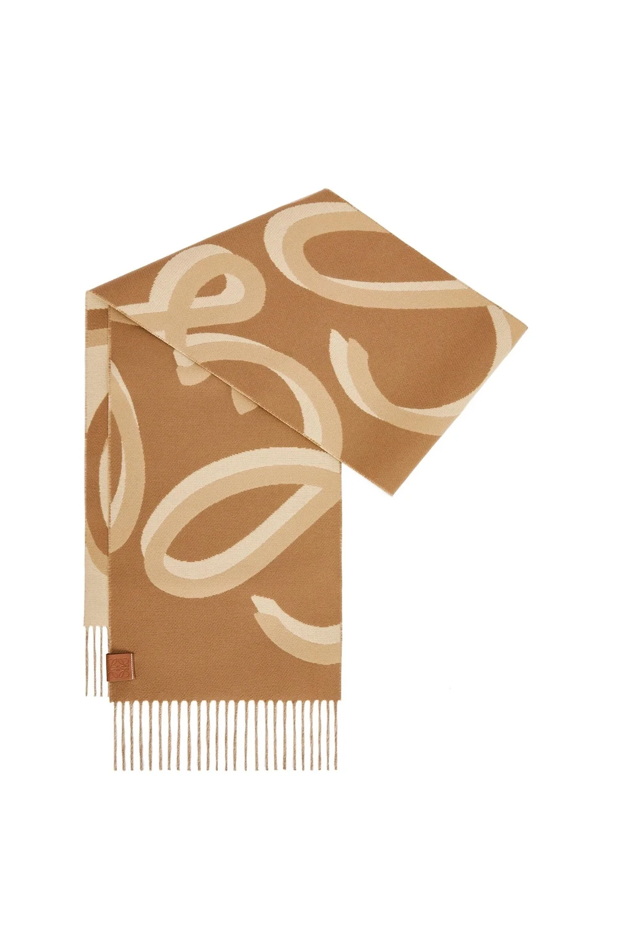 로에베 자카드 캐시미어 울 카멜 스카프