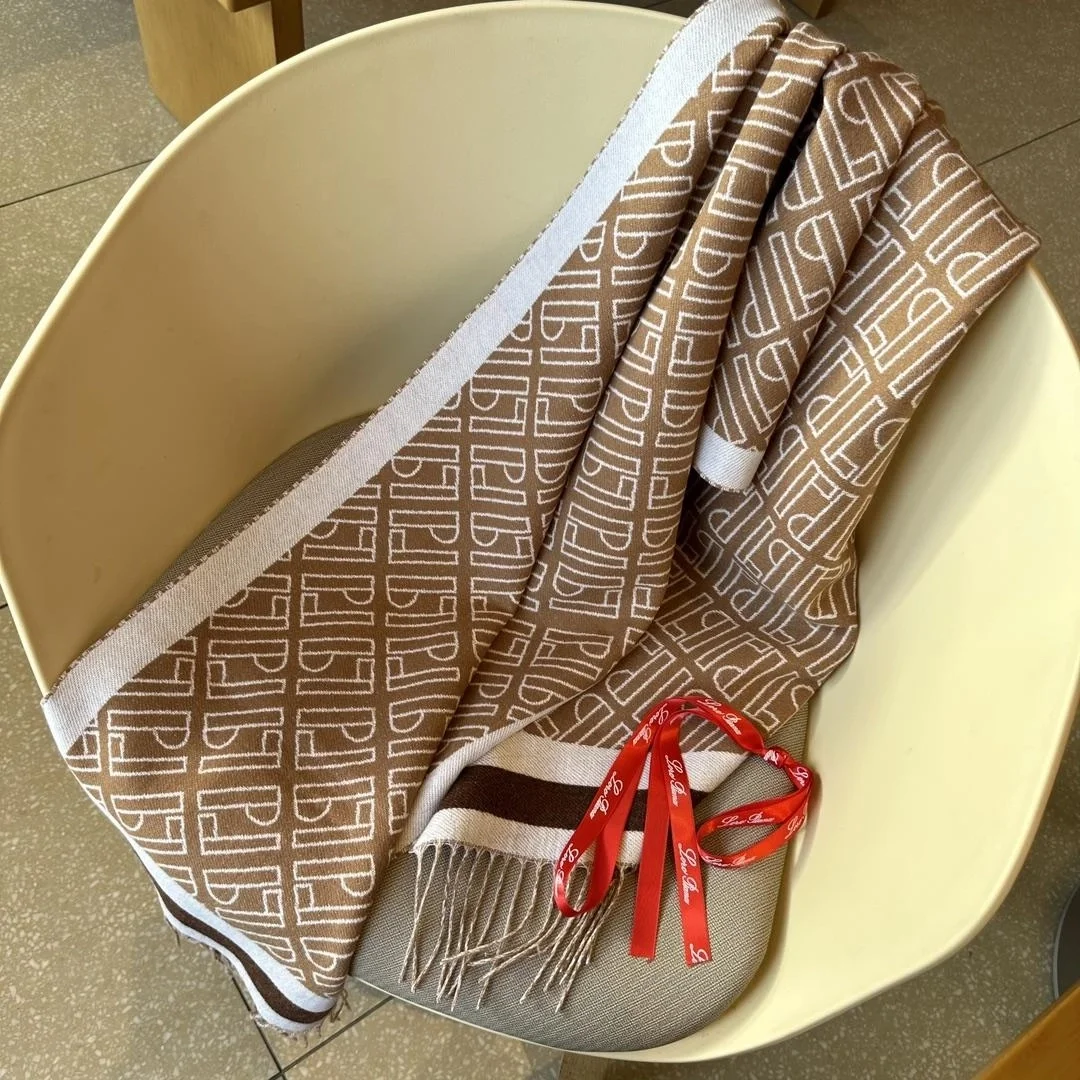 로로피아나 프린지드 로고 자카드 머플러