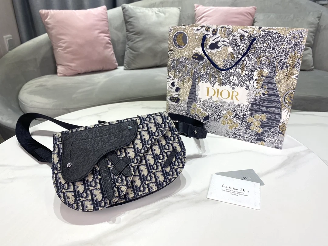 디올 새들 파우치 백 베이지