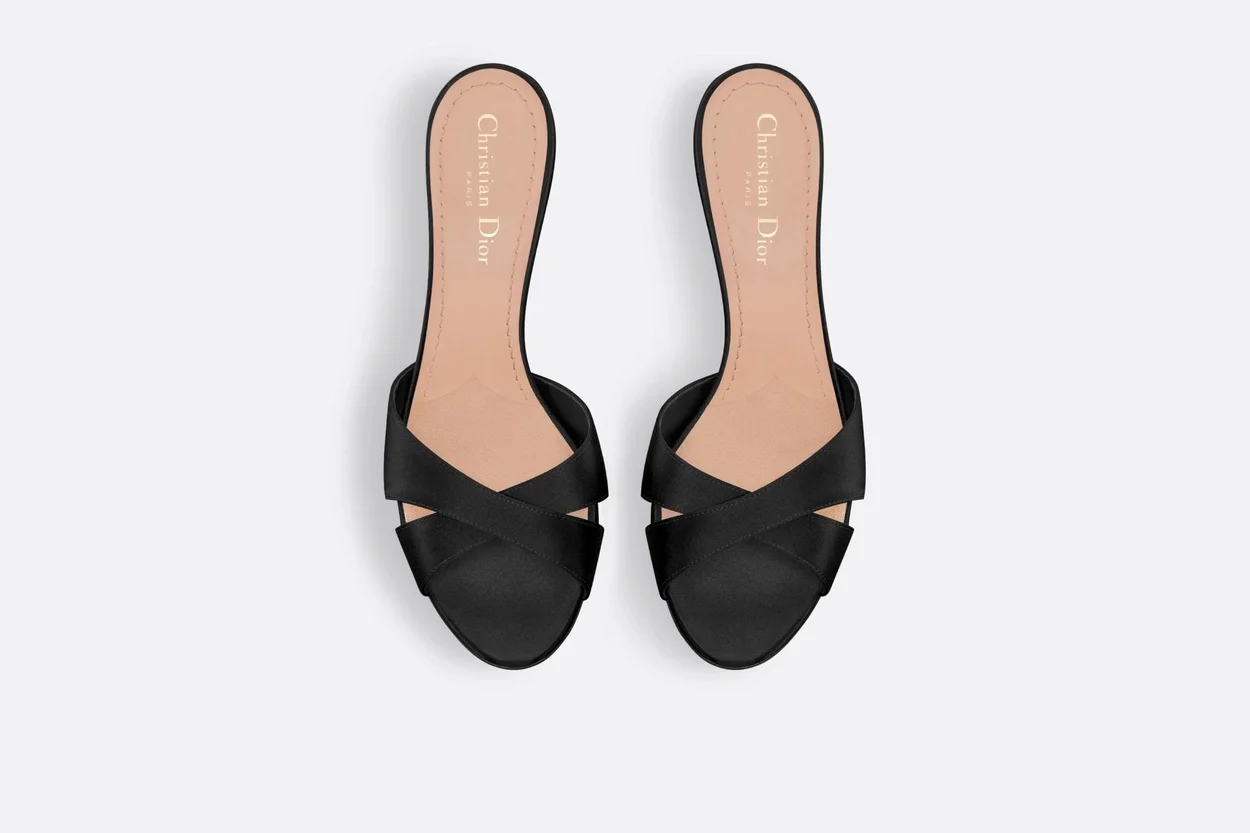 디올 Tribales 뮬 힐 블랙 새틴