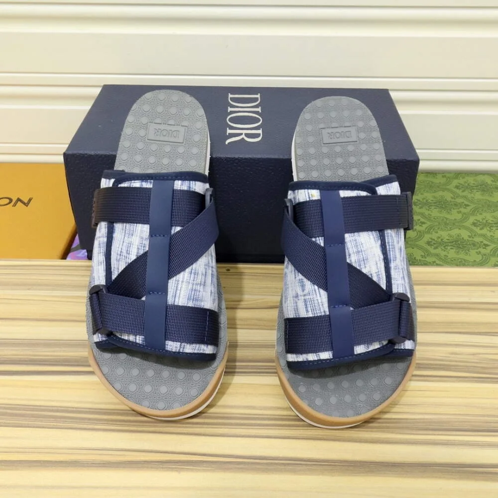 디올 오블리크 카스리 자카드 블루 샌들