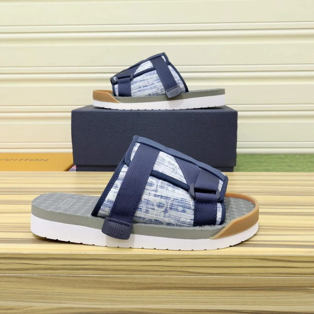 디올 오블리크 카스리 자카드 블루 샌들