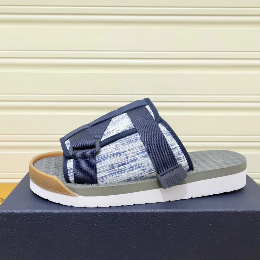 디올 오블리크 카스리 자카드 블루 샌들