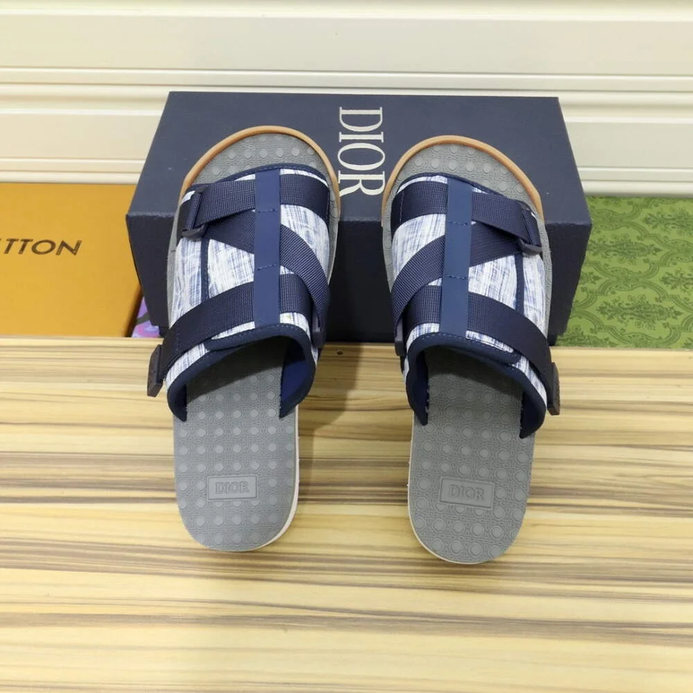 디올 오블리크 카스리 자카드 블루 샌들