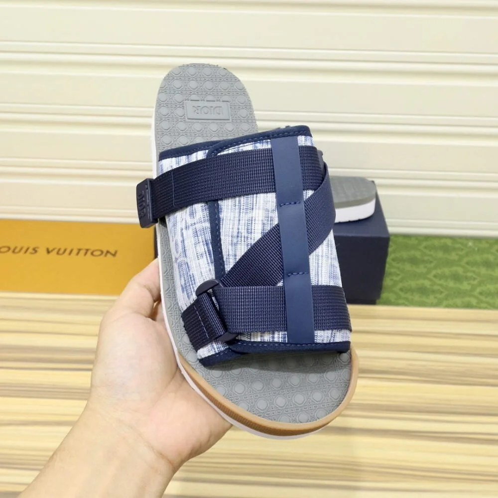 디올 오블리크 카스리 자카드 블루 샌들