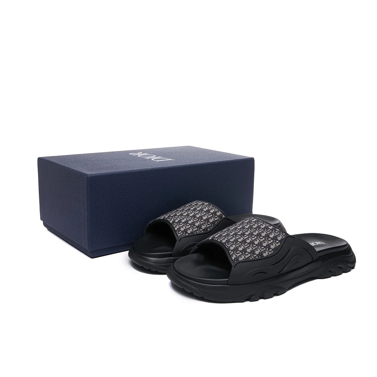 디올 H-TOWN 샌들 블랙 러버 & 베이지