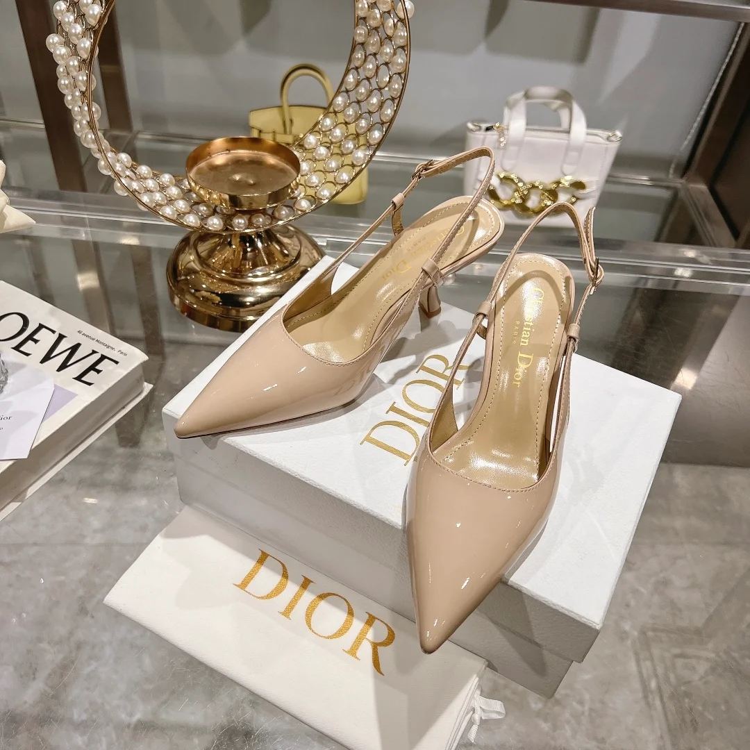 디올 Tribales 슬링백 펌프스 누드 페이턴트